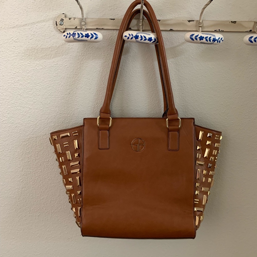 Gianni Bini large studded leather handbag